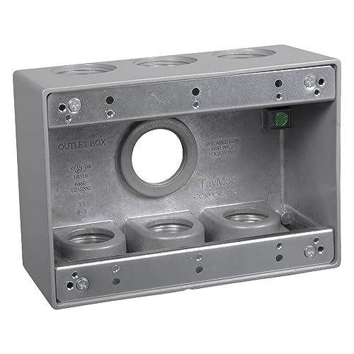 TayMac TB7100S Electrical Box 3-Gang Die Cast, Aluminum 1-Inch Thread, Gray - Image 1