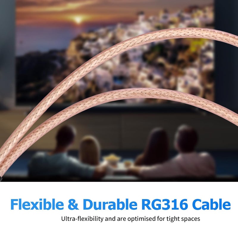 RFAdapter موزع كابل كواكسيال F-Type RG6، موزع ومجمع 75 أوم 3 طرق لتلفاز الهوائي، كابل F ذكر إلى F أنثى مزدوج RG316 بطول 6.8 بوصة، نقل إشارة محسّن واستقبال قنوات، مرن للأماكن الضيقة - Image 3