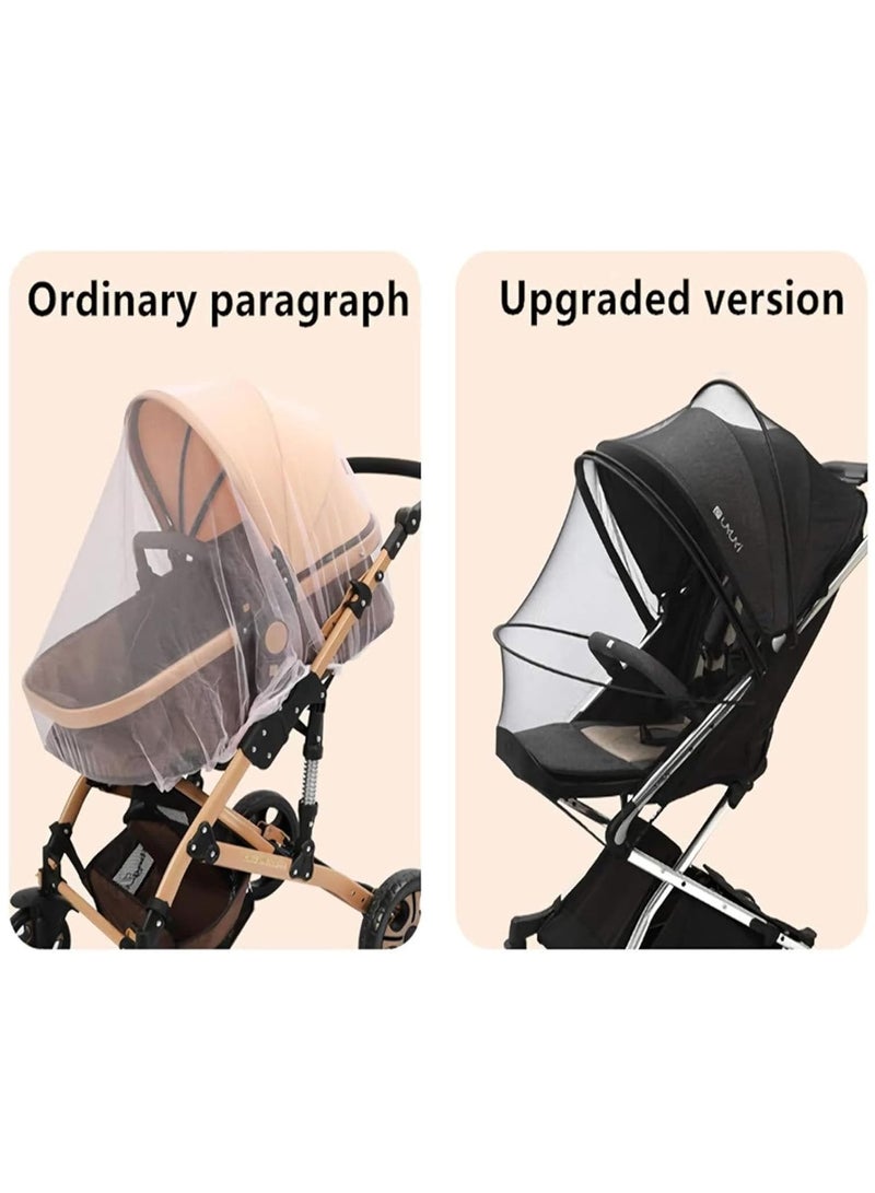Baby Stroller Mosquito Net With Zipper, Upgrade Full Cover Mosquito Net With Double Zipper For Baby Stroller, Car Seat, Bassinet, Infants Baby Stroller Mosquito Insect Net, Full Cover Stroller Baby Mosquito Net, Portable, Lightweight And Breathable Full Protection Mosquito Net, Travel Friendly, White - Image 4