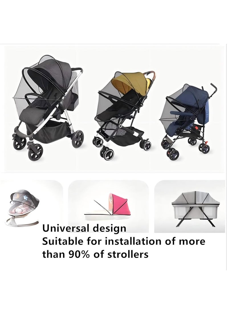 Baby Stroller Mosquito Net With Zipper, Upgrade Full Cover Mosquito Net With Double Zipper For Baby Stroller, Car Seat, Bassinet, Infants Baby Stroller Mosquito Insect Net, Full Cover Stroller Baby Mosquito Net, Portable, Lightweight And Breathable Full Protection Mosquito Net, Travel Friendly, White - Image 3