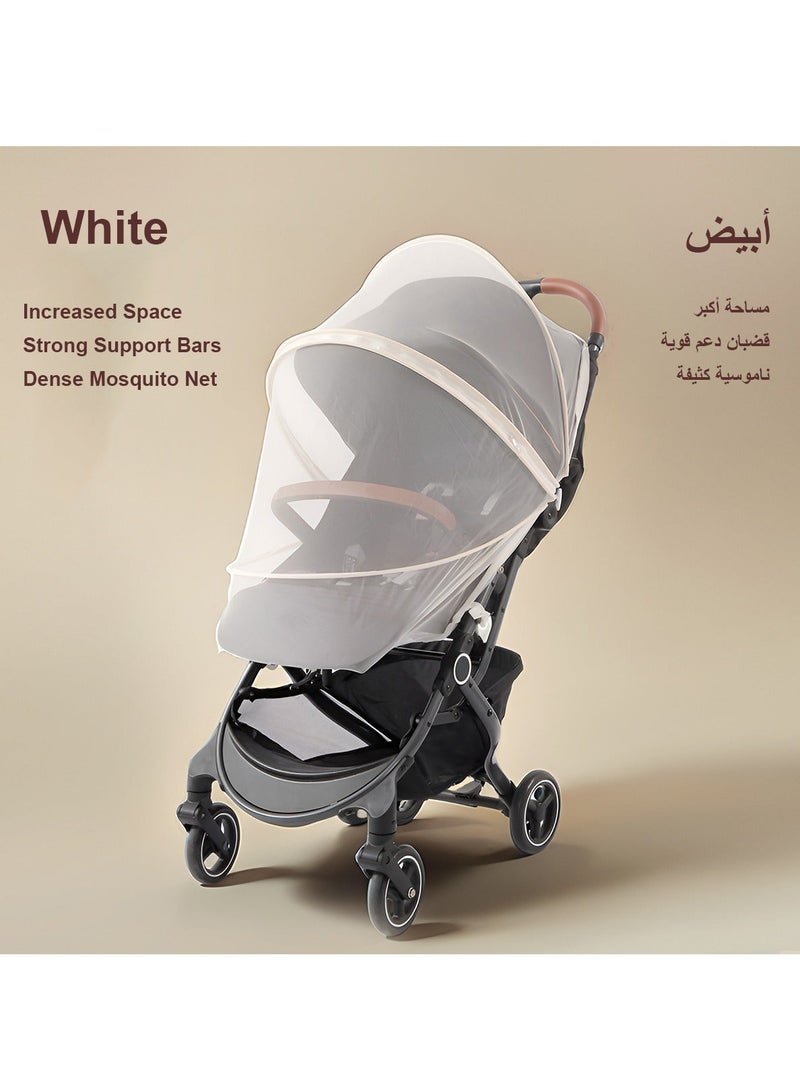 Baby Stroller Mosquito Net With Zipper, Upgrade Full Cover Mosquito Net With Double Zipper For Baby Stroller, Car Seat, Bassinet, Infants Baby Stroller Mosquito Insect Net, Full Cover Stroller Baby Mosquito Net, Portable, Lightweight And Breathable Full Protection Mosquito Net, Travel Friendly, White - Image 1
