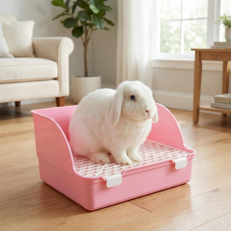 Pink Large Rabbit Litter Box Potty Trainer Corner Bedding for Guinea Pigs Hamster Chinchilla - Image 5