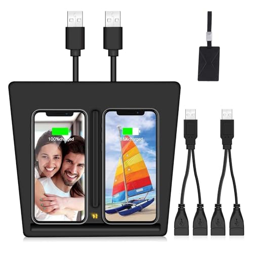 VXDAS Wireless Charger, Dual 10W QI Wireless Phone Charging Pad M3 Car Center Console for Tesla Model 3 Accessories Panel with 7pcs Custom Cup Mat Center Console Liner mat-Upgrade - Image 2