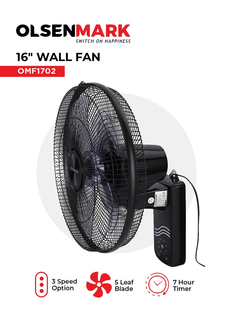 أولسنمارك مروحة حائط مع جهاز تحكم عن بعد بقدرة 60 وات 70 W OMF1702 أبيض/ رمادي - Image 1