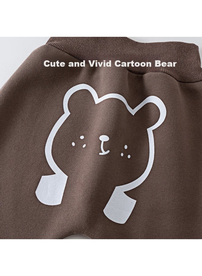 Shubeiyi Baby Pants, Big Bottom Pants, Infant Long Pants For Boys And Girls, High-waist Pp Pants, Tummy Protection, Fleece-lined For Warmth, Coffee Color, Size 90