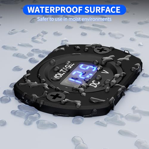 DaierTek Battery Voltage Meter Waterproof DC 12V 24V LED Voltmeter Panel 12 Volt 24 Volt 36 Volt Battery Monitor with Blue Light Round Digital Voltage Display for Marine Boat Car Automotive Motorcycle - Image 4