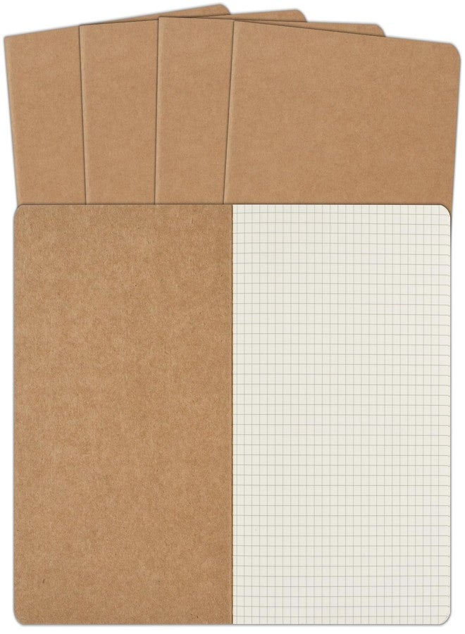 ZCZN 5 Pack A5 Kraft Notebooks Bulk, 8.15x5.5 Inches Graph Paper Journaling Notebooks, Notebooks for Work, Composition Notebooks for School, Journal Notebooks for Office, 60 Pages - Image 1