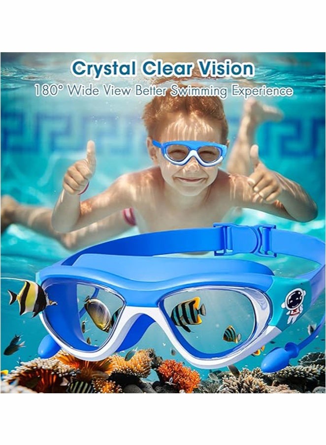 JOGAMS Kids Swimming Goggles with Silicone Swim Cap Wide Vision Anti UV Protection No Leaking Anti Fog Waterproof with Soft Silicone for 4-12 Boys and Girls - Image 5