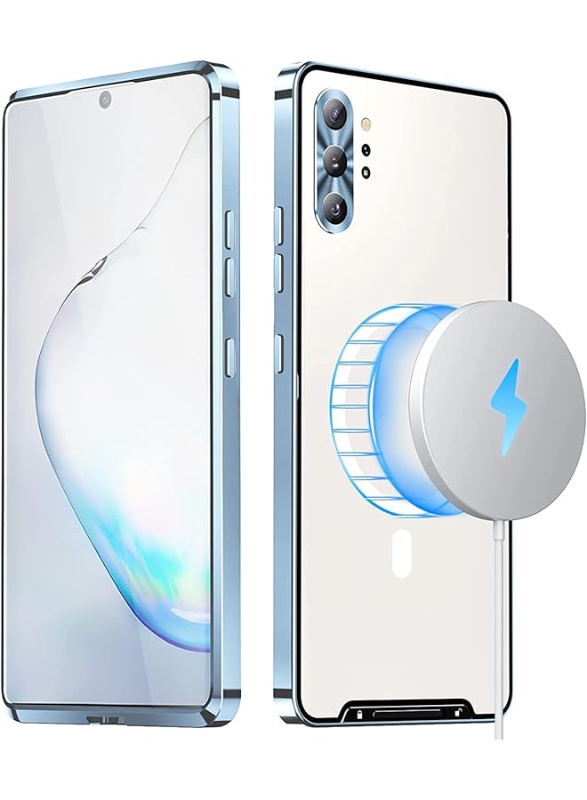erorex Case For Galaxy Note 10 Plus Compatible With Mag Safe Magnetic Adsorption Metal Bumper Back Translucent Matte Pc Cover For Galaxy Note 10 Plus Blue - Image 1