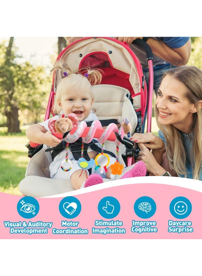 Baby Elephant Spiral Stroller Toy – Hanging Car Seat & Crib Toy with Rattle, Mirror & Teether | BPA-Free Soft Plush Toy for Newborns - Image 5