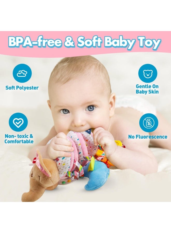 Baby Elephant Spiral Stroller Toy – Hanging Car Seat & Crib Toy with Rattle, Mirror & Teether | BPA-Free Soft Plush Toy for Newborns - Image 4