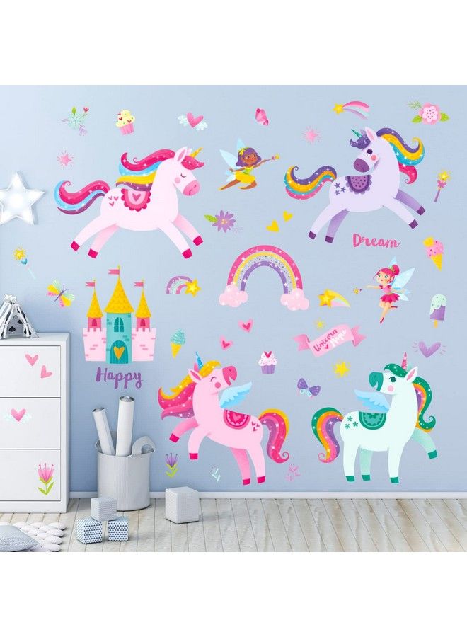 Decowall Dsl2119 Colorful Unicorn Wall Stickers Fairy Rainbow Kids Quote Decals Removable For Girls Nursery Bedroom Living Room Art Home Decor Decorations - Image 2