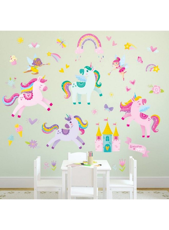 Decowall Dsl2119 Colorful Unicorn Wall Stickers Fairy Rainbow Kids Quote Decals Removable For Girls Nursery Bedroom Living Room Art Home Decor Decorations - Image 4