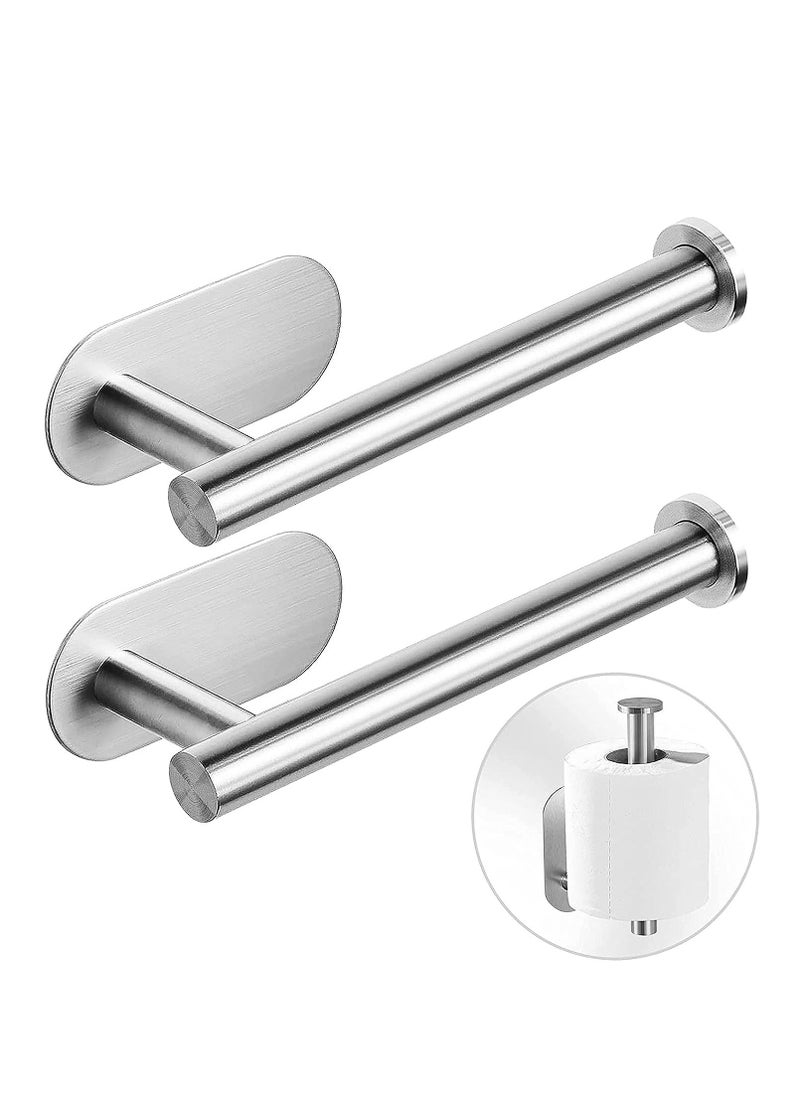RATSAW - Adhesive Toilet Paper Holder  Self Adhesive Toilet Roll Holder for Bathroom Kitchen Stick on Wall Stainless Steel Brushed Silver 2pcs - Image 1