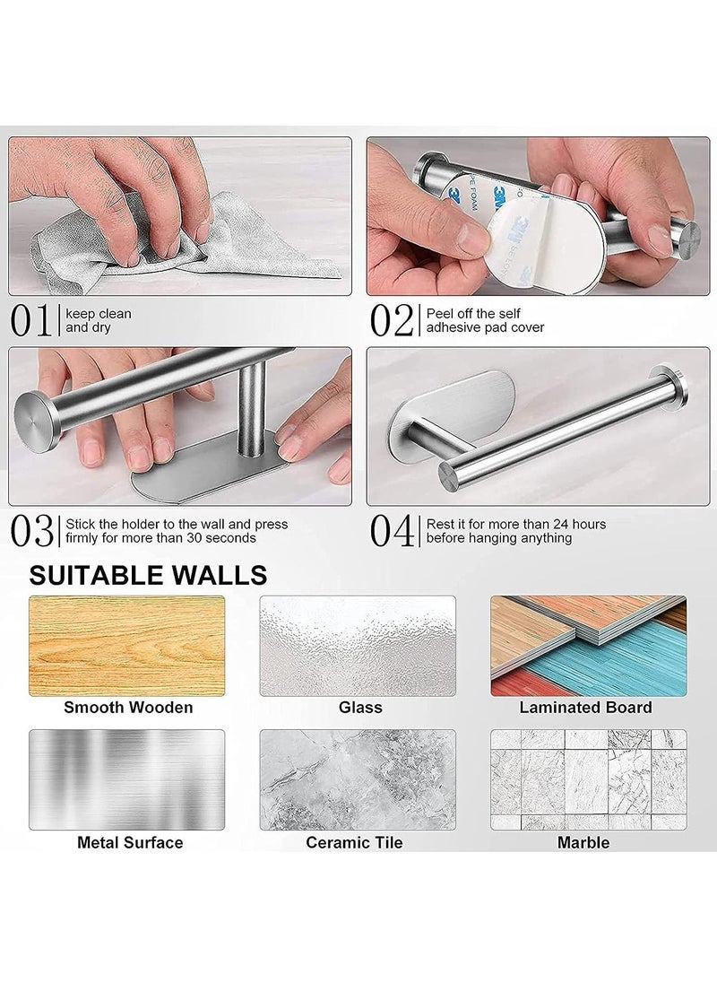 RATSAW - Adhesive Toilet Paper Holder  Self Adhesive Toilet Roll Holder for Bathroom Kitchen Stick on Wall Stainless Steel Brushed Silver 2pcs - Image 1