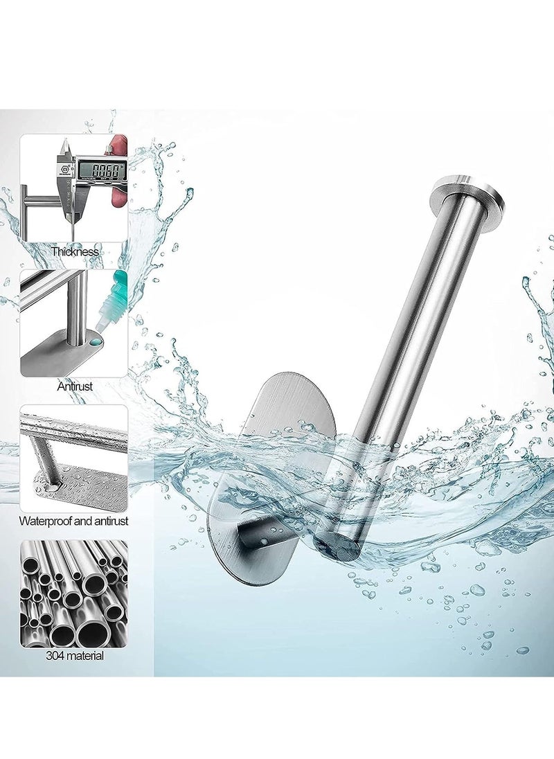 RATSAW - Adhesive Toilet Paper Holder  Self Adhesive Toilet Roll Holder for Bathroom Kitchen Stick on Wall Stainless Steel Brushed Silver 2pcs - Image 1