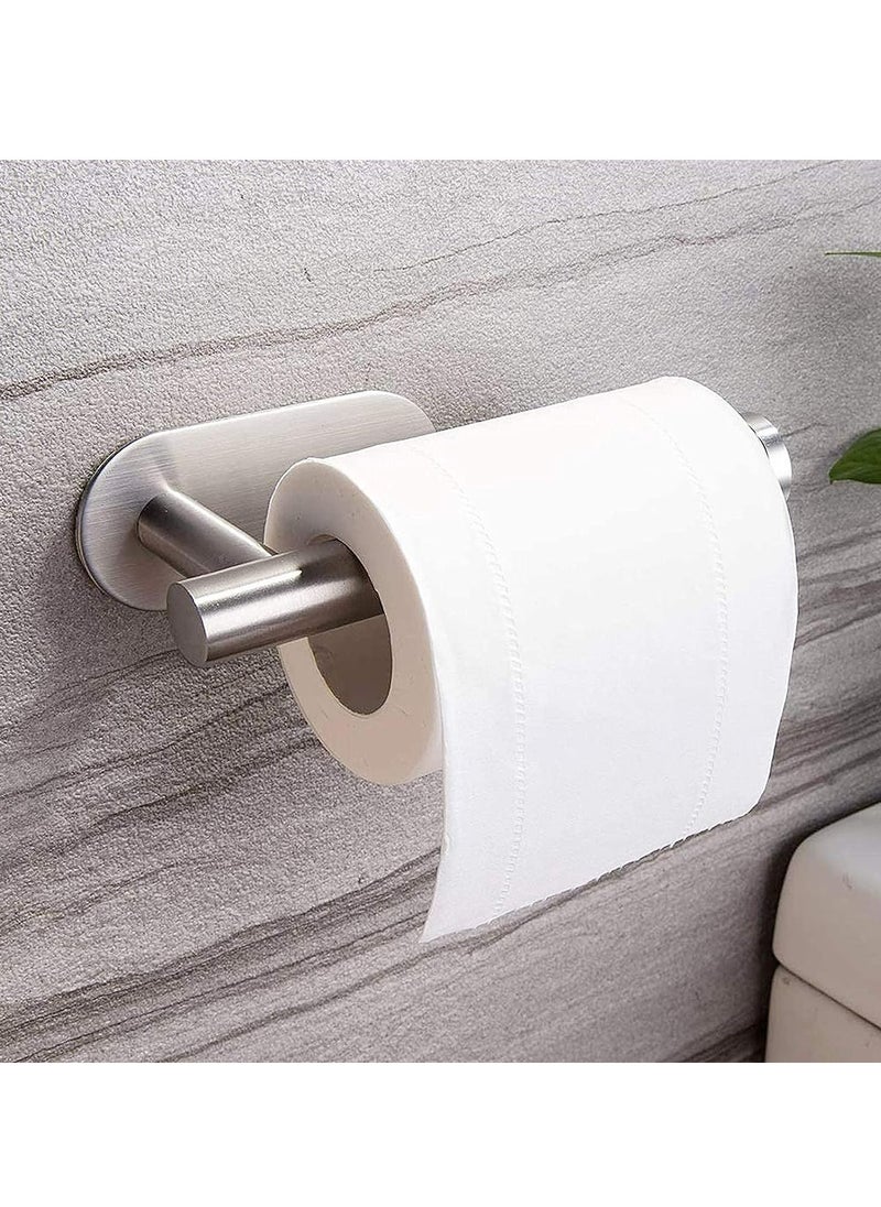 RATSAW - Adhesive Toilet Paper Holder  Self Adhesive Toilet Roll Holder for Bathroom Kitchen Stick on Wall Stainless Steel Brushed Silver 2pcs - Image 1