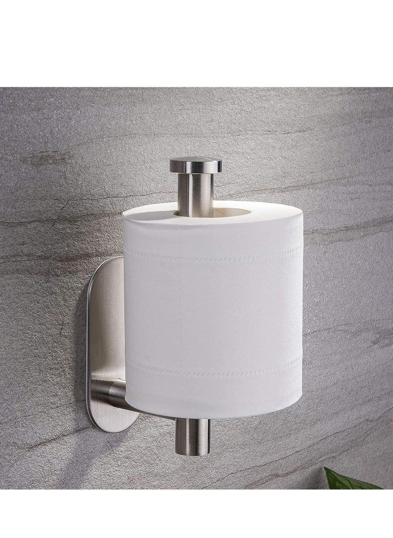 RATSAW - Adhesive Toilet Paper Holder  Self Adhesive Toilet Roll Holder for Bathroom Kitchen Stick on Wall Stainless Steel Brushed Silver 2pcs - Image 1