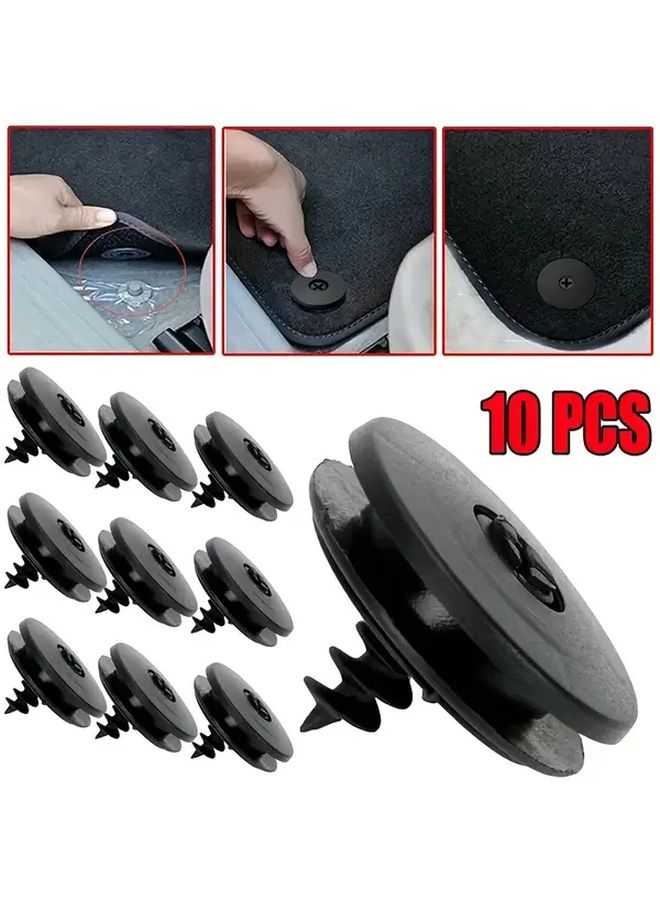 Universal Car Foot Mat Anti Slip Buckles Set Of 10pcs Plastic Rotating Fixing Buttons - Image 1