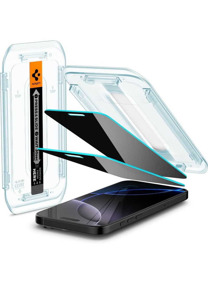 Spigen GLAStR EZ Fit iPhone 17 PRO / 17 / 16 PRO PRIVACY Screen Protector [2 PACK] Premium Tempered Glass with Auto Align technology - 2 PACK - Image 1