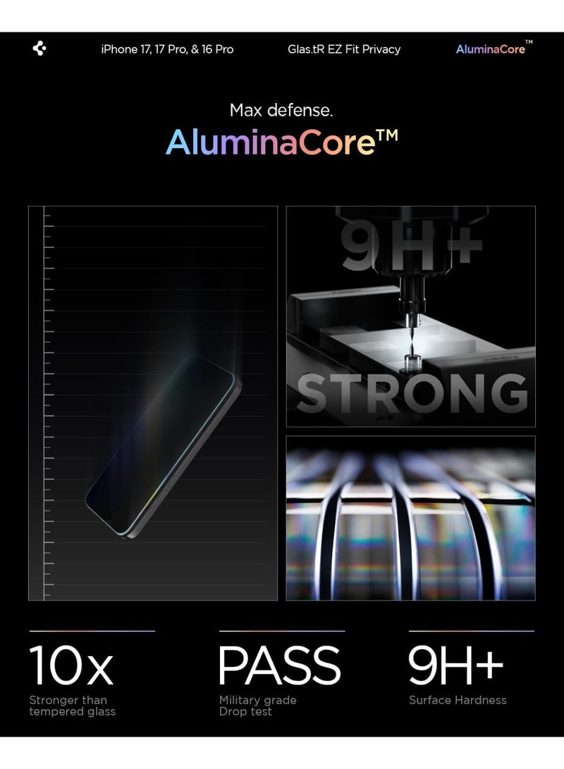 Spigen GLAStR EZ Fit iPhone 17 PRO / 17 / 16 PRO PRIVACY Screen Protector [2 PACK] Premium Tempered Glass with Auto Align technology - 2 PACK - Image 4