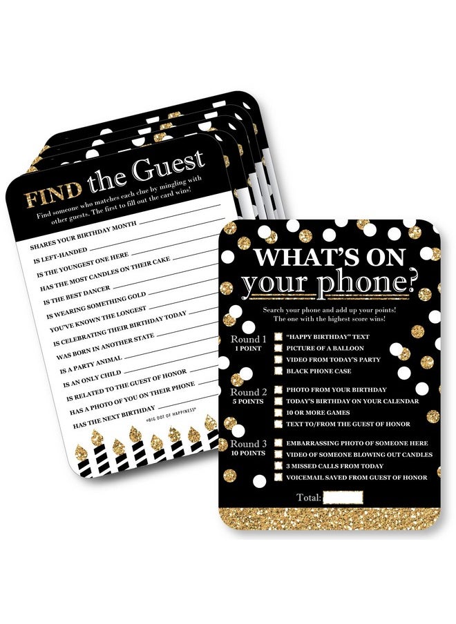 Big Dot of Happiness Big Dot of Happiness Adult Happy Birthday - Gold - 2-in-1 Birthday Party Cards - Activity Duo Games - Set of 20  - Image 1