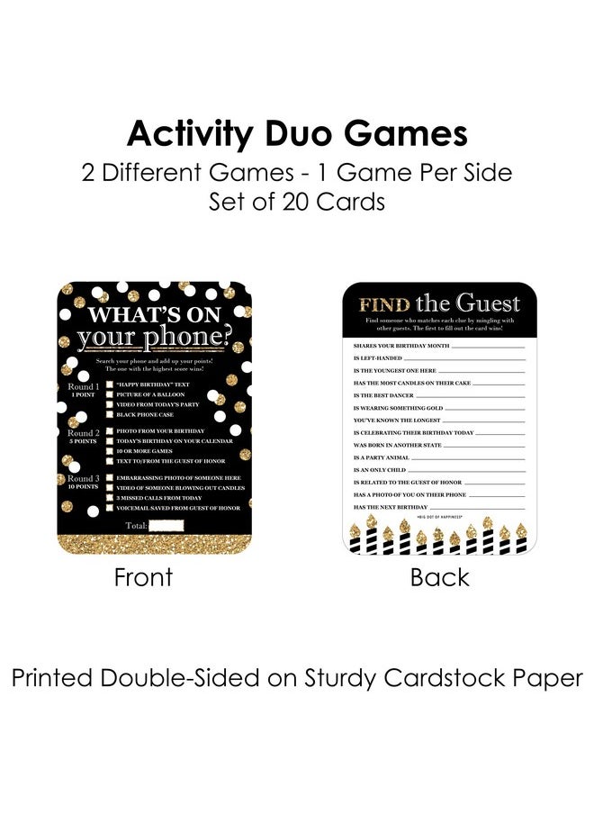 Big Dot of Happiness Big Dot of Happiness Adult Happy Birthday - Gold - 2-in-1 Birthday Party Cards - Activity Duo Games - Set of 20  - Image 4