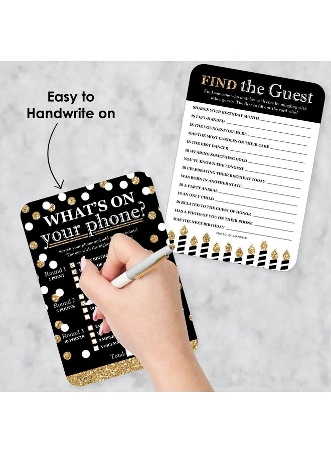 Big Dot of Happiness Big Dot of Happiness Adult Happy Birthday - Gold - 2-in-1 Birthday Party Cards - Activity Duo Games - Set of 20  - Image 3