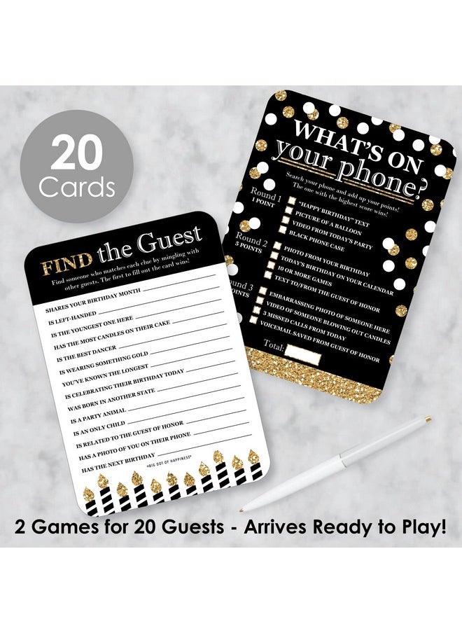 Big Dot of Happiness Big Dot of Happiness Adult Happy Birthday - Gold - 2-in-1 Birthday Party Cards - Activity Duo Games - Set of 20  - Image 2