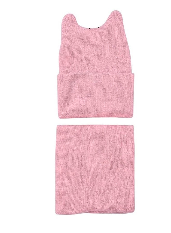Finix Combo of Kids Star Design Baby Winter Hat Warm Woolen Knit Hats & Neck Warmer Set (Pink,1-3 Years) - Image 2