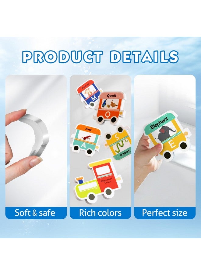 iPlay, iLearn Bath Toy Organizer W/Foam Letters, Toddler Bathtub Toy W/Storage Net, 32 Floating Alphabet Train Puzzle Bathtime Shower Water Play, Learning Birthday Gift 3 4 5 6 Year Old Kid Boy Girl - Image 5