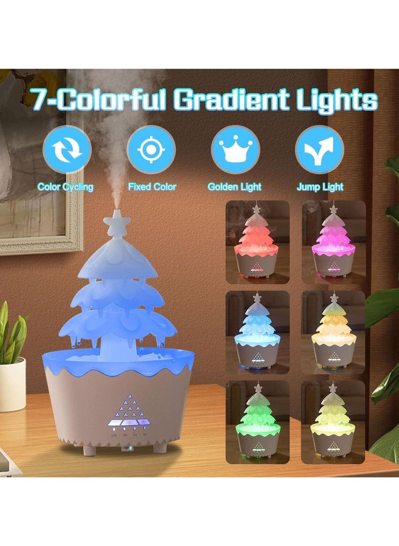 Rotating Rain Cloud Essential Oil Diffusers Water Drip Aromatherapy Diffuser for Home 250ML Lucky Tree Humidifier with R/C 7 Color Lights.