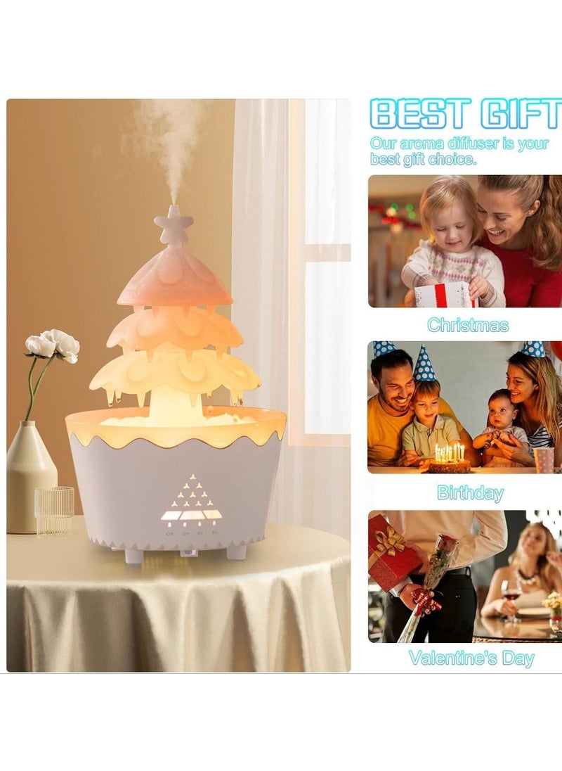 Rotating Rain Cloud Essential Oil Diffusers Water Drip Aromatherapy Diffuser for Home 250ML Lucky Tree Humidifier with R/C 7 Color Lights.