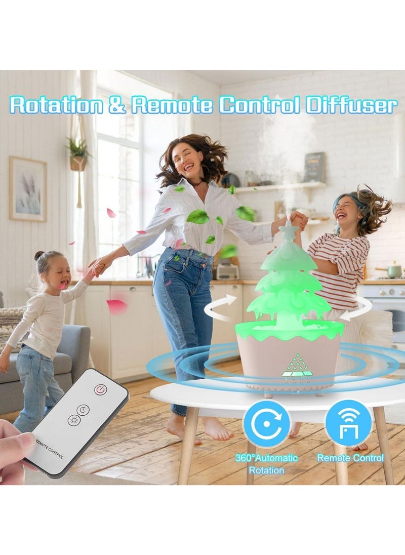 Rotating Rain Cloud Essential Oil Diffusers Water Drip Aromatherapy Diffuser for Home 250ML Lucky Tree Humidifier with R/C 7 Color Lights.