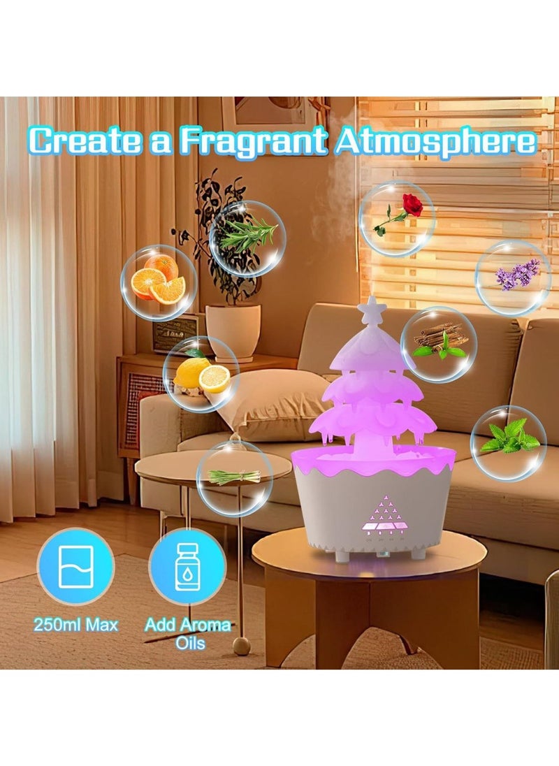 Rotating Rain Cloud Essential Oil Diffusers Water Drip Aromatherapy Diffuser for Home 250ML Lucky Tree Humidifier with R/C 7 Color Lights.