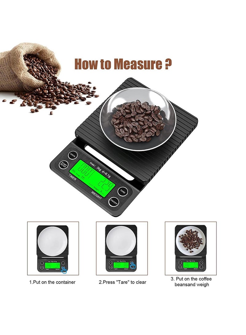 Coffee Drip Scale, Accurate Electric Kitchen Scale with Large Clear LCD Display, Coffee Scale with Timer and Batteries  - Image 3