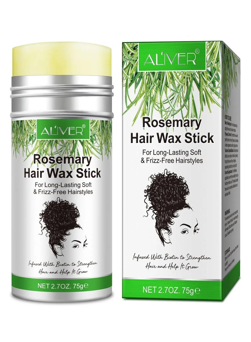ALIVER 75g Rosemary Hair Wax Stick for Long Lasting Soft & Frizz Free Hairstyles Hair Finishing Wax Hair Styling Wax for Hair Growth Hair Finishing Edge Control Stick Hair Pomade Stick Wax - Image 1