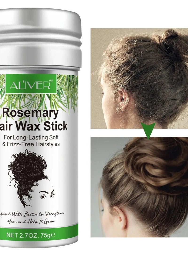 ALIVER 75g Rosemary Hair Wax Stick for Long Lasting Soft & Frizz Free Hairstyles Hair Finishing Wax Hair Styling Wax for Hair Growth Hair Finishing Edge Control Stick Hair Pomade Stick Wax - Image 2