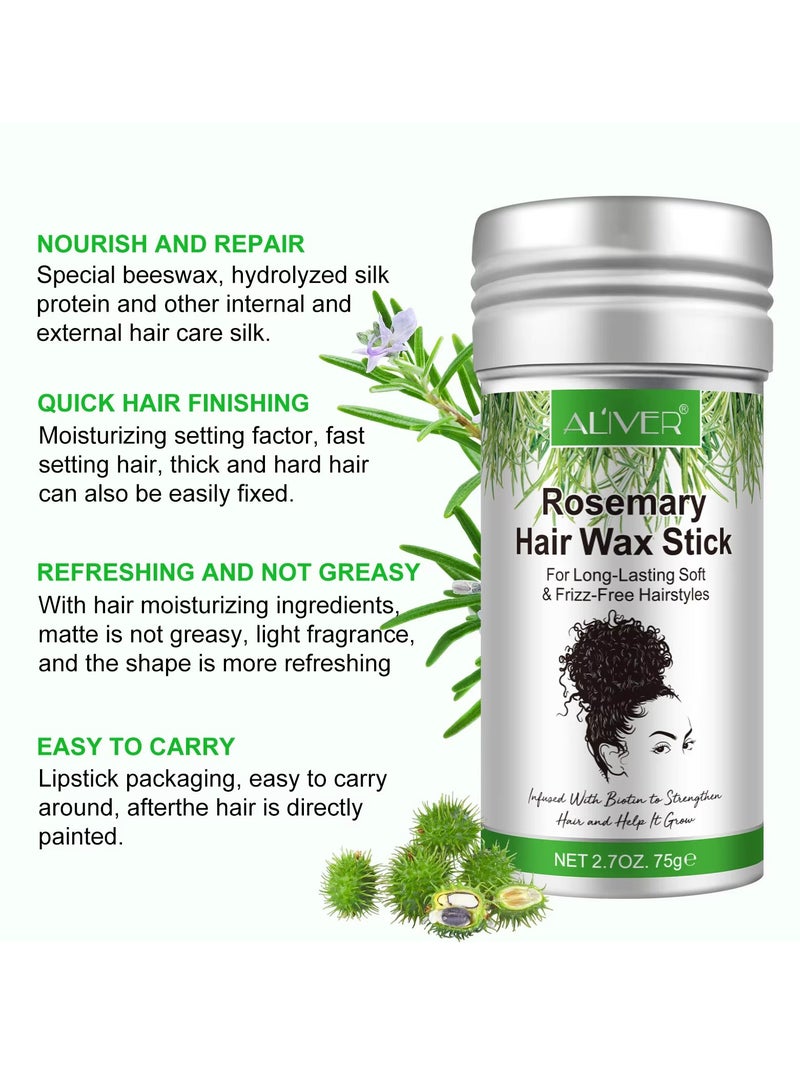ALIVER 75g Rosemary Hair Wax Stick for Long Lasting Soft & Frizz Free Hairstyles Hair Finishing Wax Hair Styling Wax for Hair Growth Hair Finishing Edge Control Stick Hair Pomade Stick Wax - Image 4