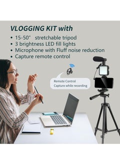 JAJEEK YouTube Video Recording Kit for Beginners – Complete Vlogging Setup with 18" LED Ring Light, Tripod, Microphone, Phone Holder, and Remote Control – Ideal for Vloggers, Streamers, and Content Creators  - Image 5