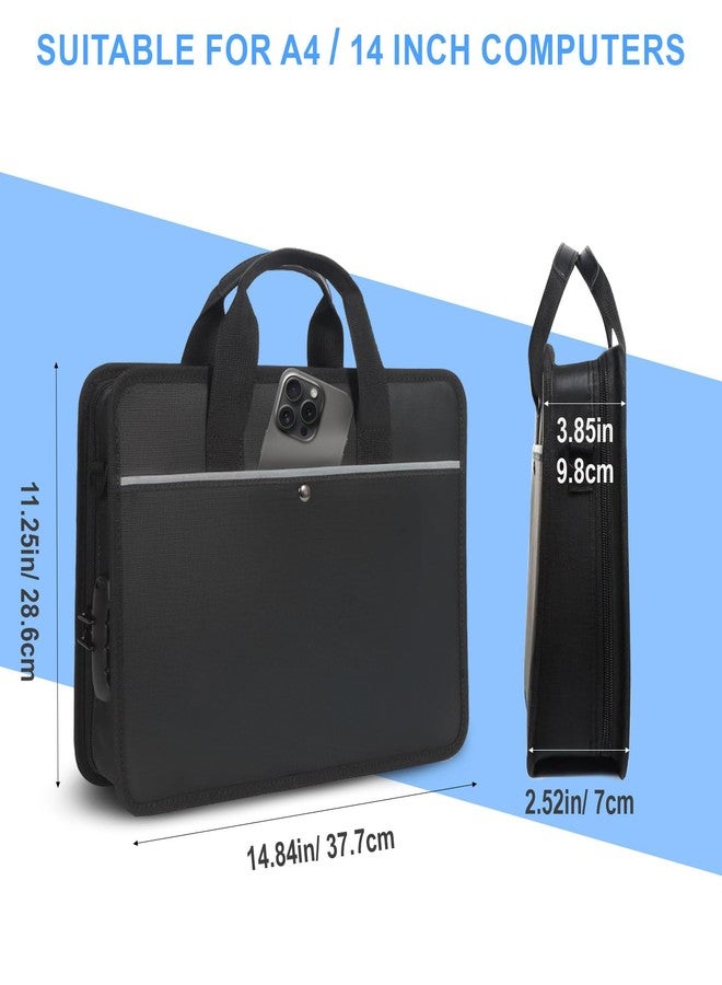 XIAODUN Accordion File Organizer with Lock and Shoulder Straps,Fireproof Waterproof Document Organizer Folder with Handle, Portable Large Capacity File Holder for Home Office School - Image 4