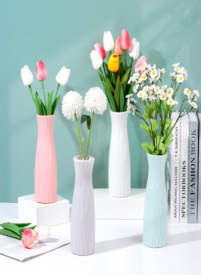 FRIUSATE 12 Pack Plastic Flower Vase Bulk, Flower Vases for Centerpieces, Tall Bud Vase for Wedding Decor Small Unbreakable Bouquets Vase for Living Room Wedding Table Flowers Decor, 4 Color - Image 5