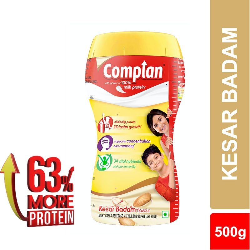 Complan Nutrition and Health Drink Kesar Badam, 500gm (Jar) - Image 4
