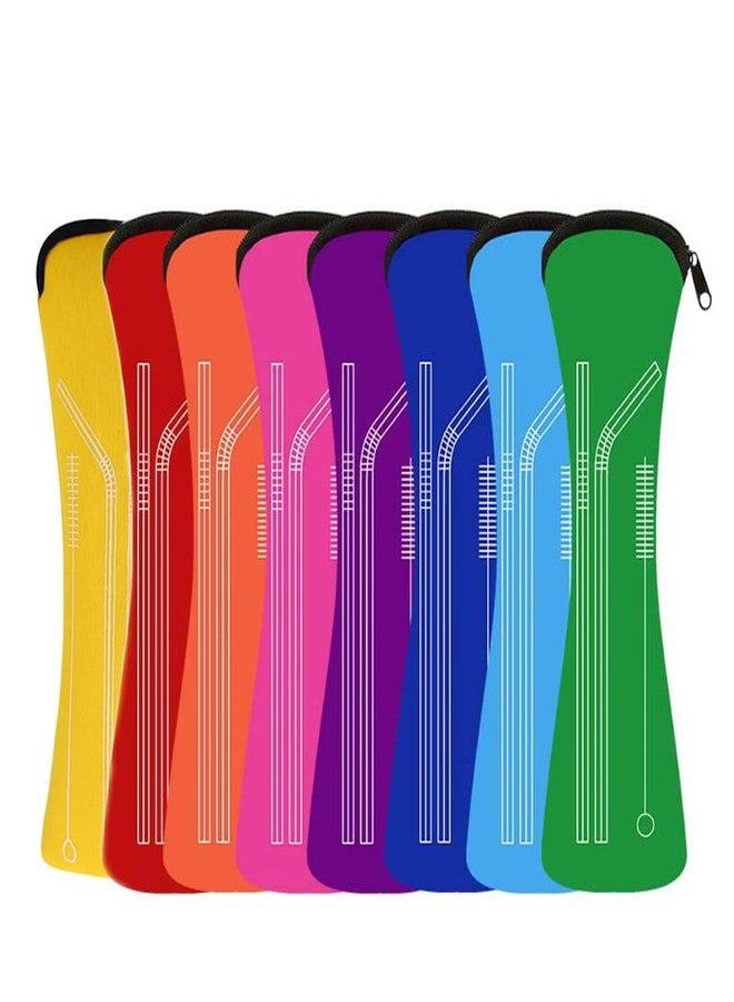 Hoshen 7 Piece 8.5 Inch Reusable Stainless Steel Straw Set With Anti-Scratch Mouth Silicone Tip, Bone Pack Set (3 Straight/3 Curved/1 Brush/6 Silicone Mouth) - Red - Image 3