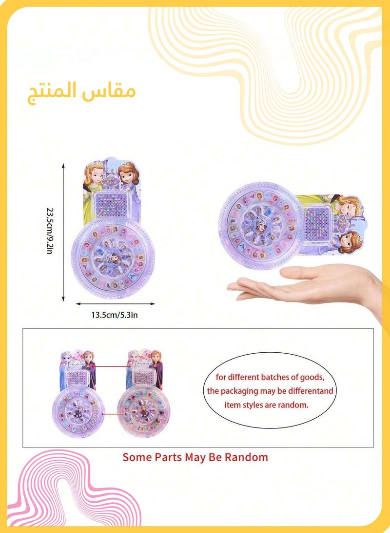She&Little 102Pcs Cartoon Princess Fake Nails for Kids with Little Rhinestones, Safe & Non-Toxic Full Cover Press-on Nail Tips for Girls, Perfect DIY Nail Art Gift for Little Girls (Random Styles)  - Image 5
