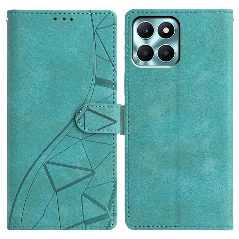 إيروريكس جراب هاتف من الجلد المنقوش عليه مثلثات لهاتف Honor X6c 4G (أخضر) - Image 1