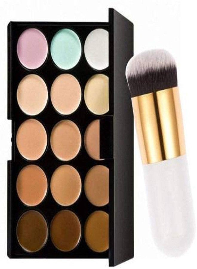 MKSL 15 Color Contour Concealer Palette With Professional Makeup Brush (Pack of 2) - Image 1