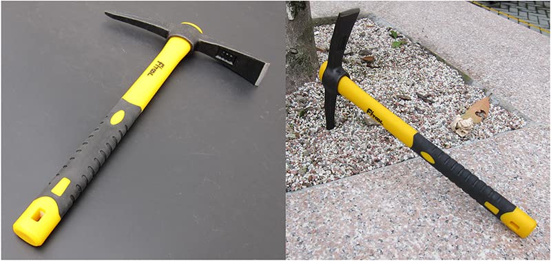 FITOOL Forged Adze Pick, Weeding Mattock Hoe, Pick Axe 15-Inch, One Piece Intact Drop Forged, Plastic Coated Fiberglass Handle, 1.4LB - Image 3