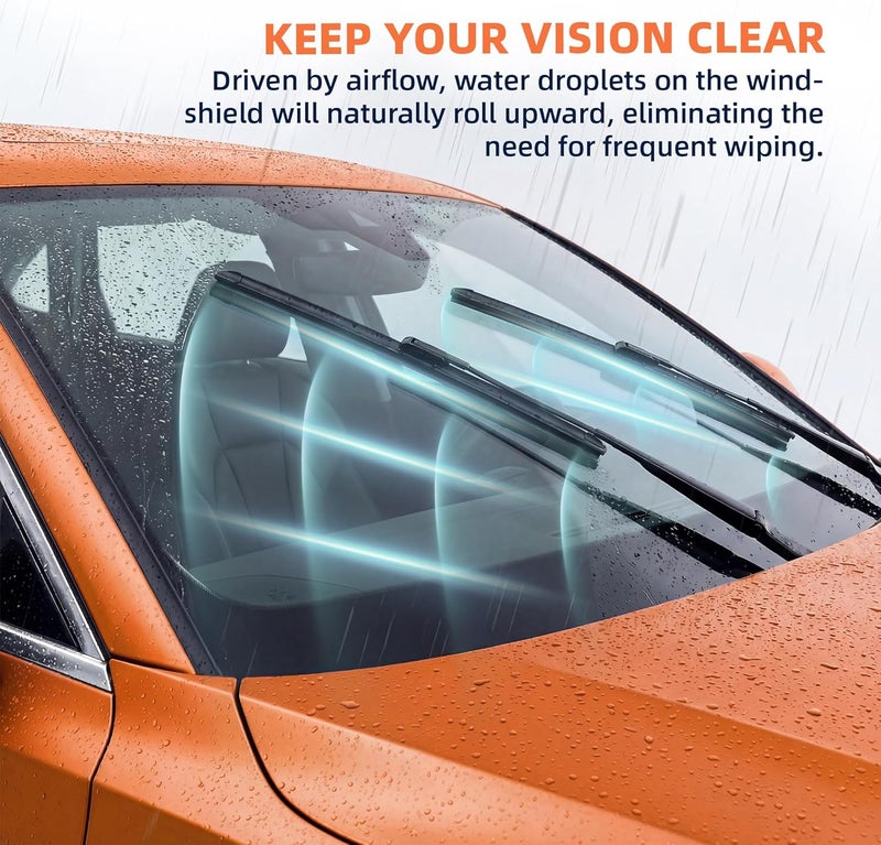 WOWIPER Silicone Wiper Blades 26 20 Replacement for Toyota Camry 2023 2022 2021 2020 2019 2018 Highlander 2019-2008/Dodge Grand Caravan 20-08 OEM Quality Windshield Wiper Blades for My Car(Set of 2) - Image 5