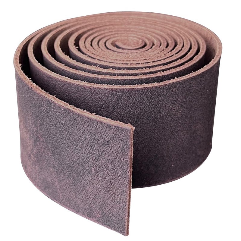 Fan&Ran Genuine Leather Strip 2 Inch Wide 64 Inches Long for DIY Craft Projects 182mm Thick Coffee Brown - Image 3